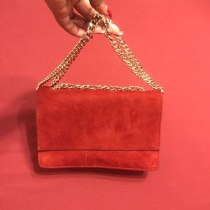 Red suede leather Zara bag